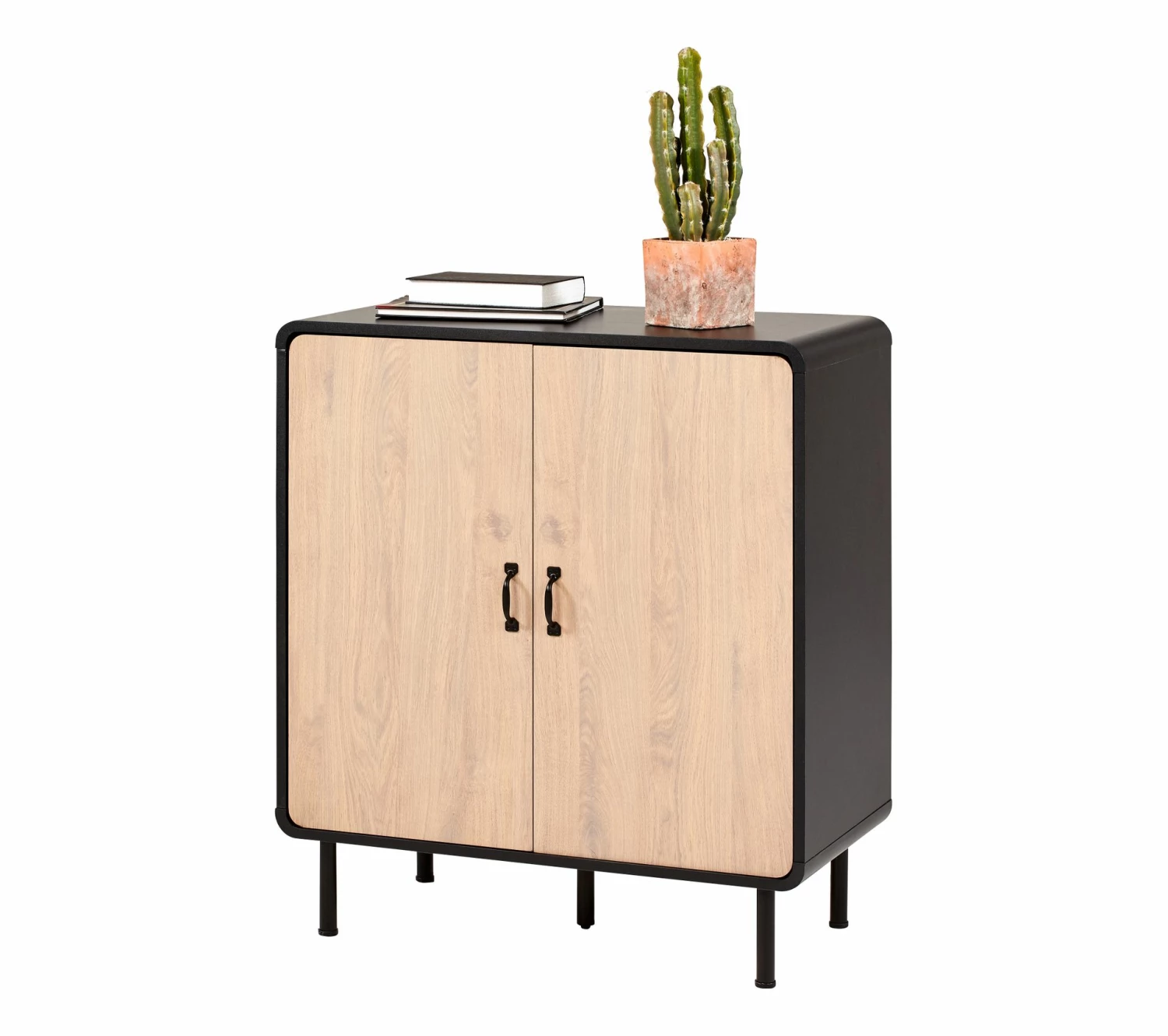 Bon marché 🥰 TIME Rangement 2 portes Sixties imitation chêne et noir 🎁 10 Bon marché 🥰 TIME Rangement 2 portes Sixties imitation chêne et noir 🎁 – Image 8