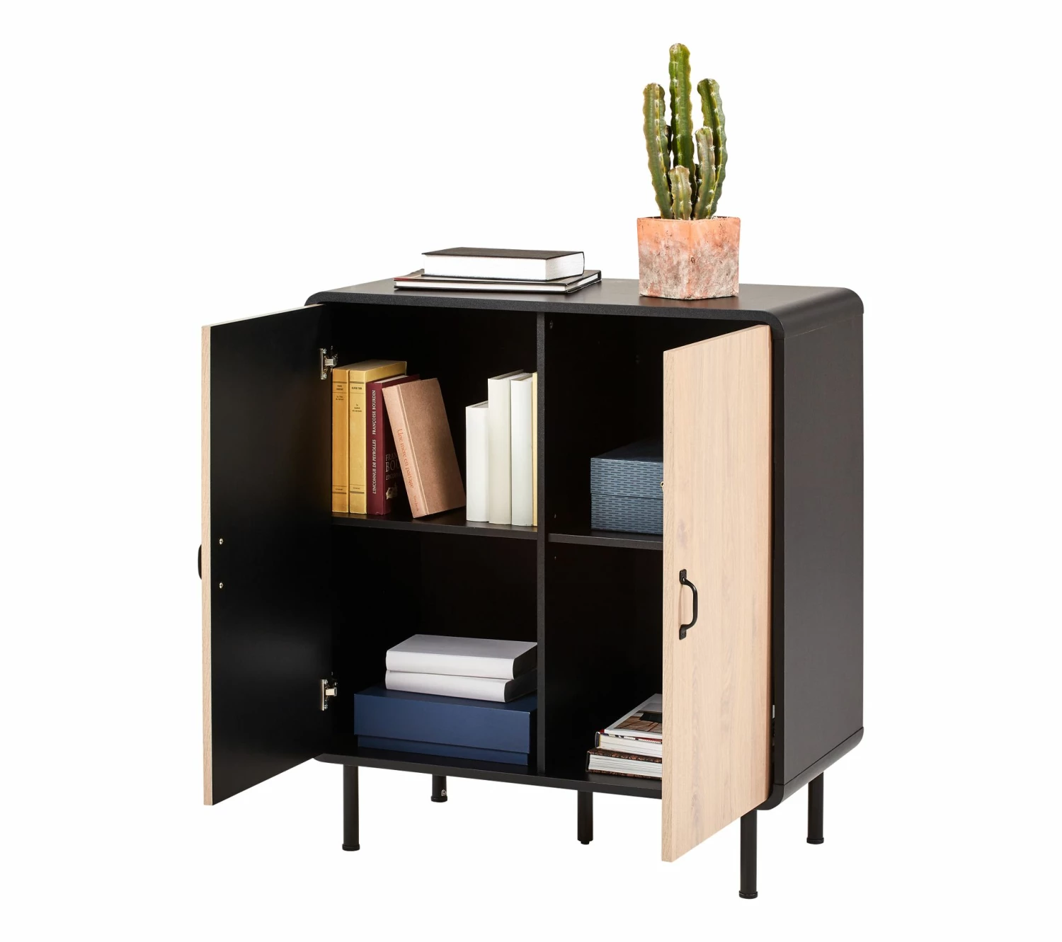 Bon marché 🥰 TIME Rangement 2 portes Sixties imitation chêne et noir 🎁 11 Bon marché 🥰 TIME Rangement 2 portes Sixties imitation chêne et noir 🎁 – Image 9