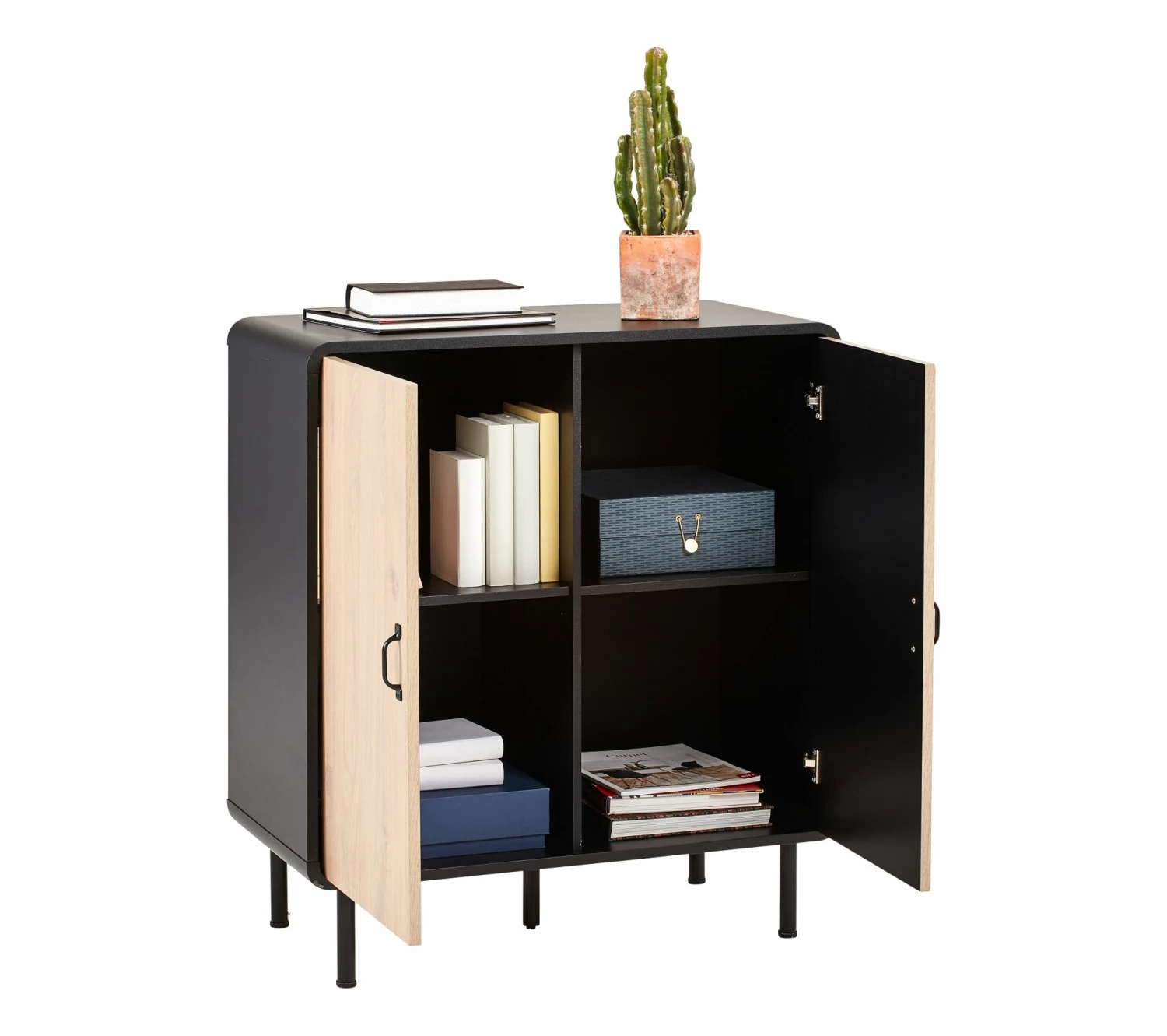 Bon marché 🥰 TIME Rangement 2 portes Sixties imitation chêne et noir 🎁 13 Bon marché 🥰 TIME Rangement 2 portes Sixties imitation chêne et noir 🎁 – Image 11