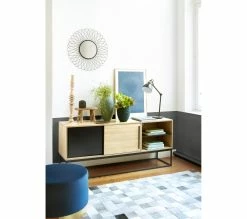 Budget 🎁 Meuble TV industriel TIME Noir/chêne VINCENTE 👏