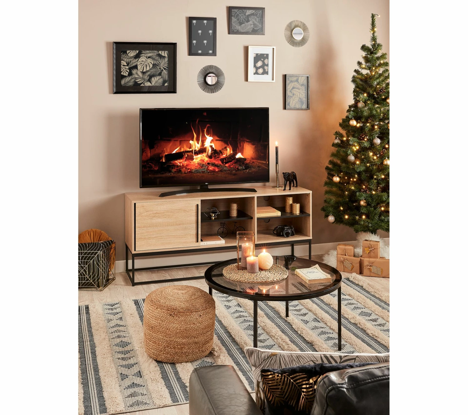 Budget 🎁 Meuble TV industriel TIME Noir/chêne VINCENTE 👏 14 Budget 🎁 Meuble TV industriel TIME Noir/chêne VINCENTE 👏 – Image 12