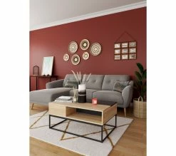 Remise 😀 Table basse rectang imitation TIME chêne sonoma/ noir VINCENTE ✨