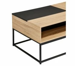 Remise 😀 Table basse rectang imitation TIME chêne sonoma/ noir VINCENTE ✨ -Promos TIME Magasin 4894223218450 D