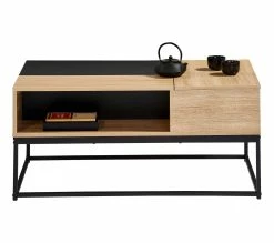 Remise 😀 Table basse rectang imitation TIME chêne sonoma/ noir VINCENTE ✨ -Promos TIME Magasin 4894223218450 Z2