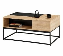 Remise 😀 Table basse rectang imitation TIME chêne sonoma/ noir VINCENTE ✨ -Promos TIME Magasin 4894223218450 Z3