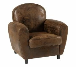 Budget 👏 TIME Fauteuil Vintage CLUB tissu microfibre marron 🔔 -Promos TIME Magasin 4894223228114 Q