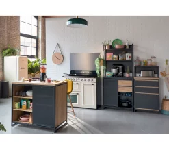 Grosses soldes ⌛ TIME Buffet haut 180 cm BOSTON noir chêne 🌟