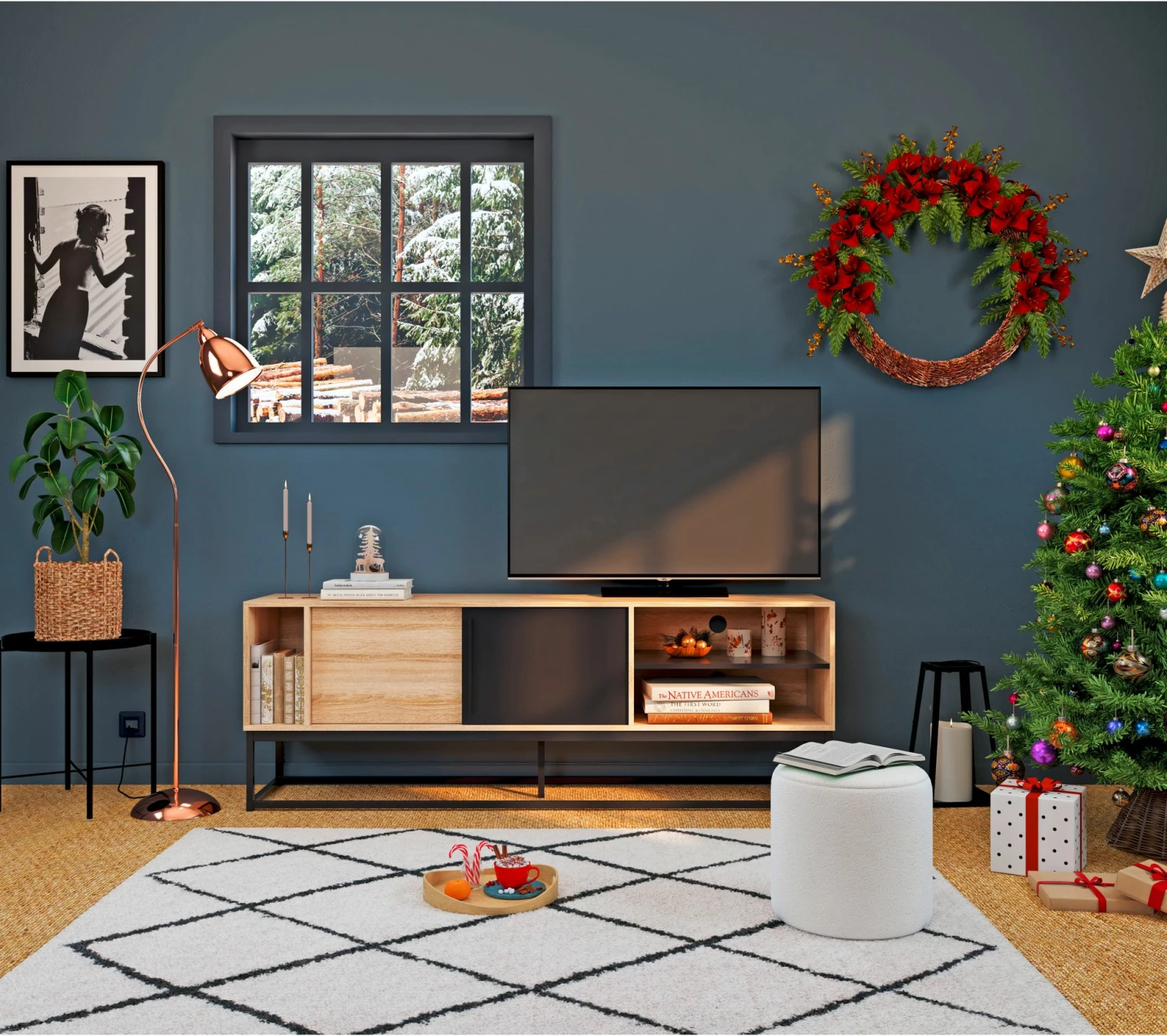 Promo ✨ Meuble TV L.180 TIME imitation chêne VINCENTE 👏 3 Promo ✨ Meuble TV L.180 TIME imitation chêne VINCENTE 👏