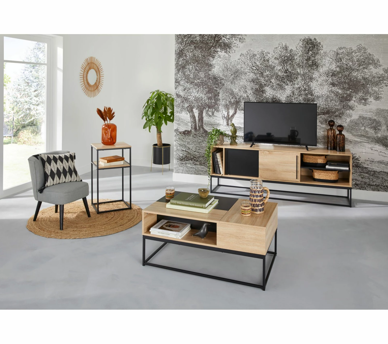 Promo ✨ Meuble TV L.180 TIME imitation chêne VINCENTE 👏 11 Promo ✨ Meuble TV L.180 TIME imitation chêne VINCENTE 👏 – Image 9