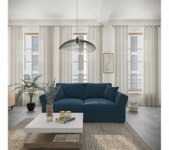 Offres 🌟 TIME Canapé 3 places CASABLANCA tissu Malmo bleu 81 ⌛